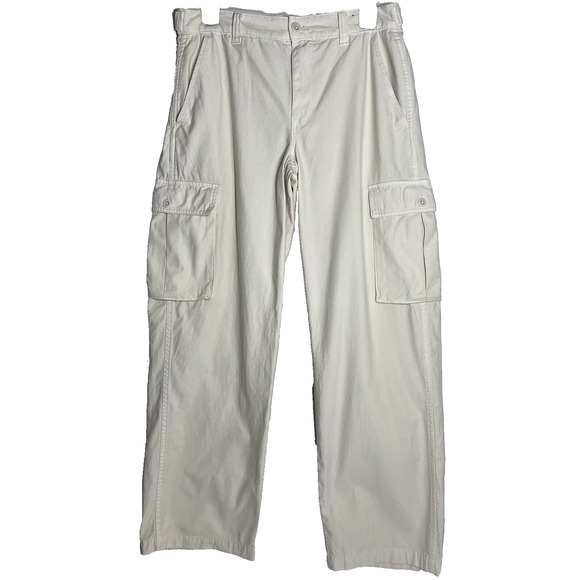 Madewell Factory Cream Low Slung Cargo Wide Leg Pants Regular Size 26 - Picture 1 of 9